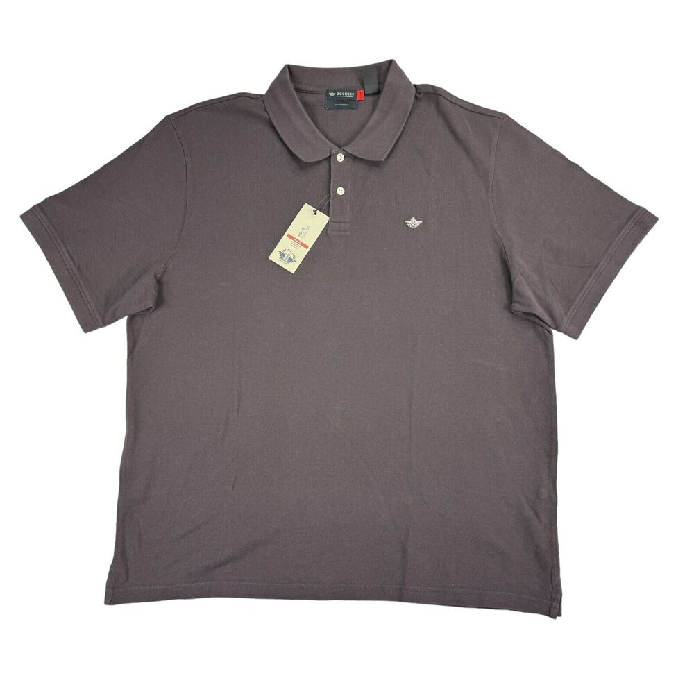 Dockers Mens Icon Slim Fit Logo Short Sleeve Polo Shirt Saddle Brown 2XL